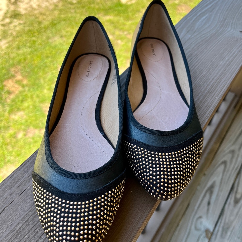 Never Worn Lands End flat with gold detail on front